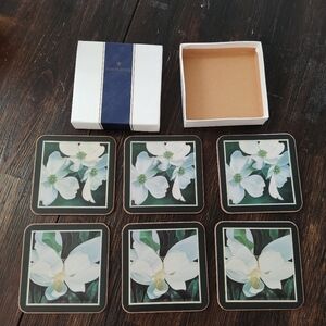 Vintage Pimpernel "Magnolia Study" Cork Coasters Set of 6
